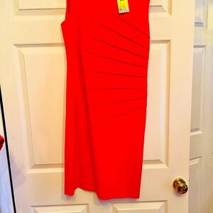 Calvin Klein Red Ruched Sheath Mini Dress